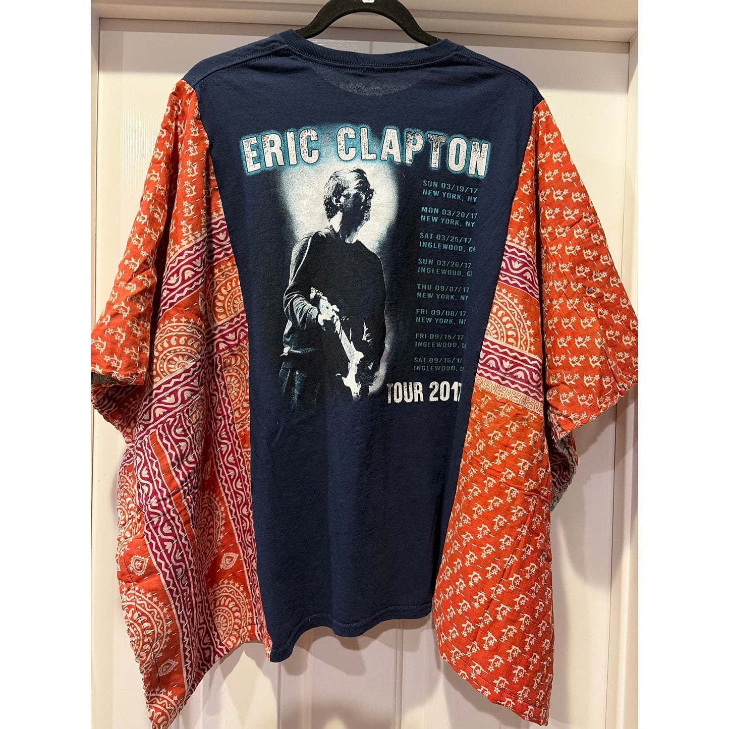 Eric Clapton Upcycled Kantha Tunic Top Shirt OS Handmade Boho