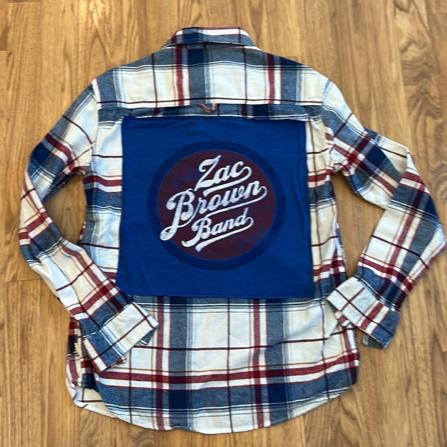 Zac Brown Band Flannel Shirt upcycled unisex size Large L
