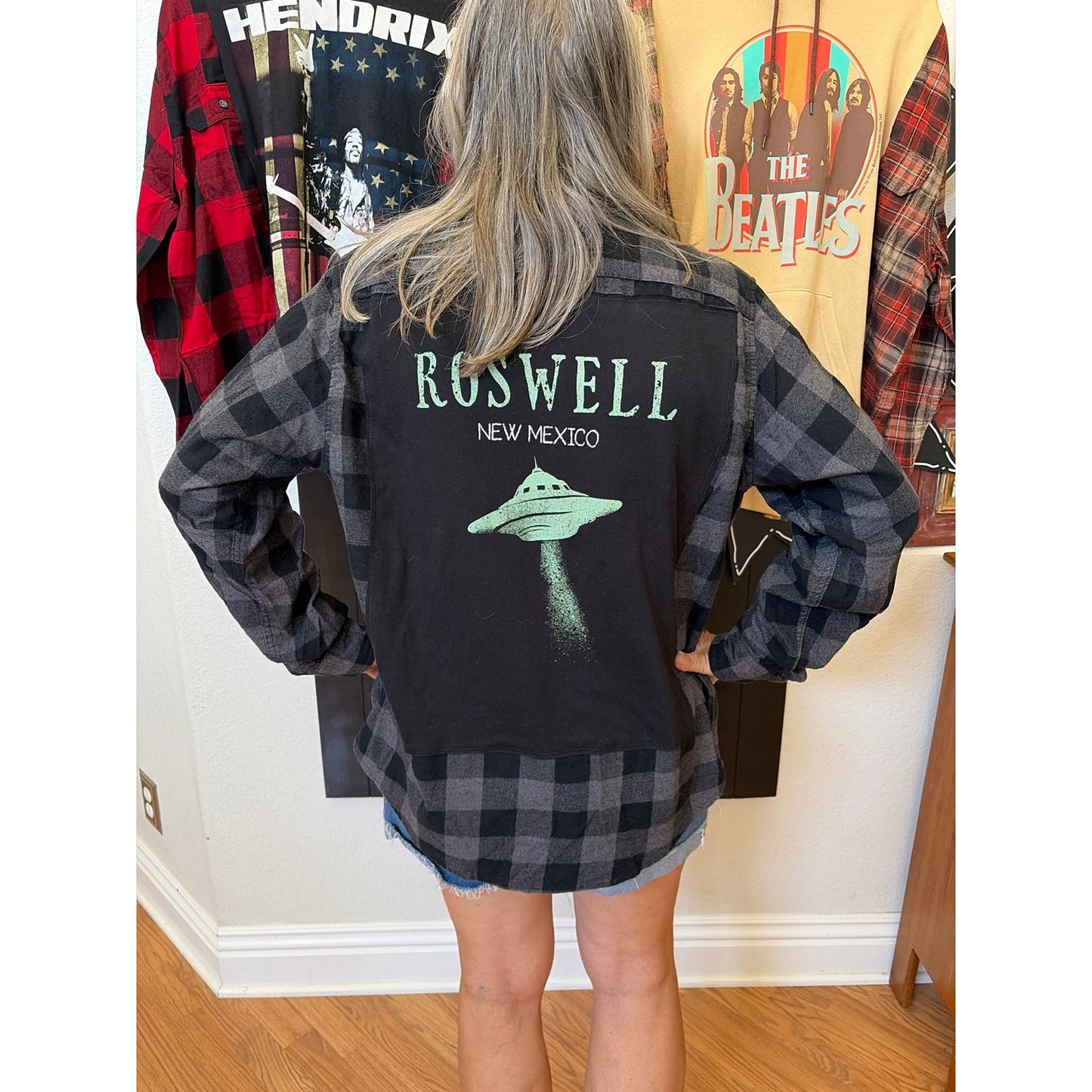 Roswell New Mexico Upcycled Flannel Shirt Unisex Large L