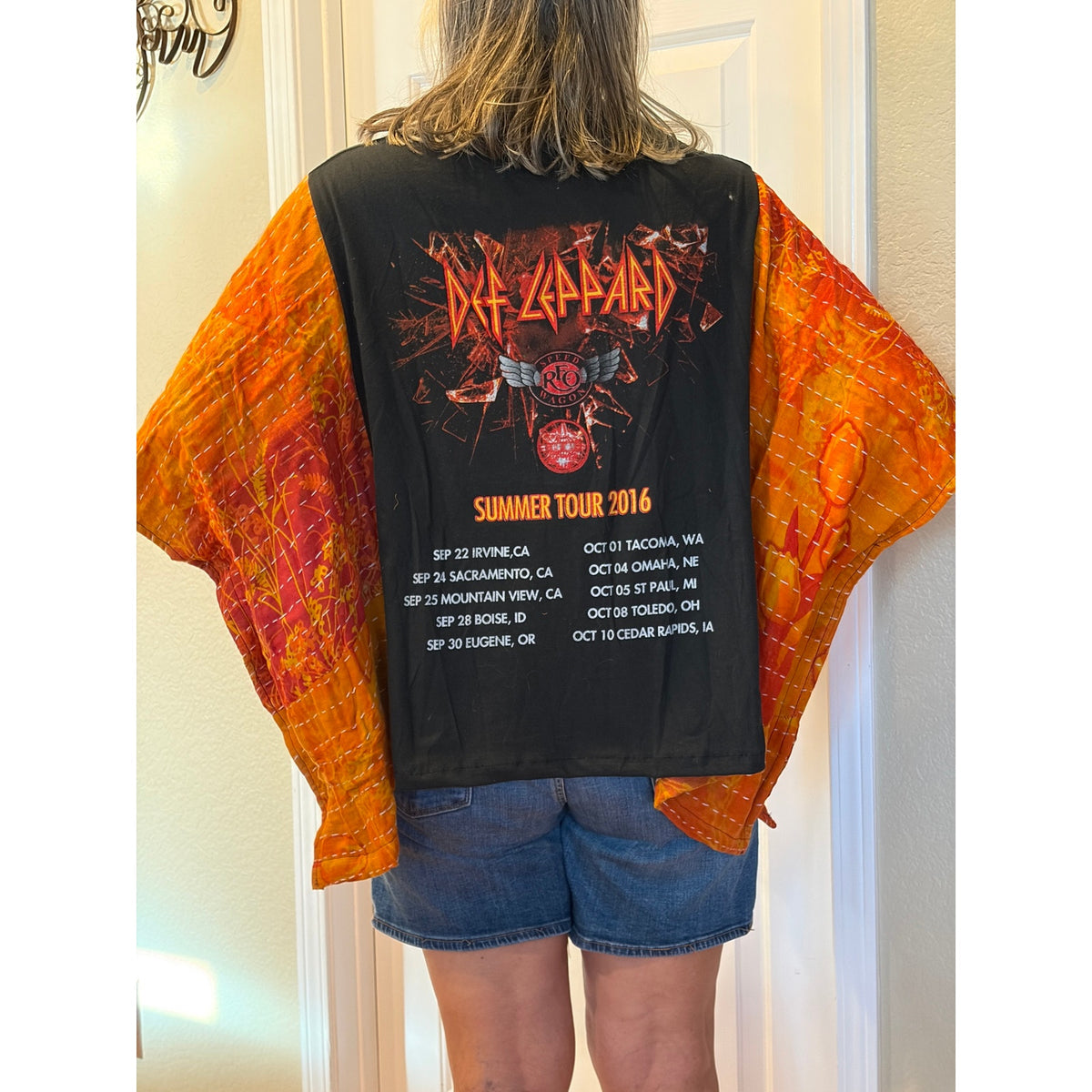 Def Leppard Upcycled Kantha Tunic Top Shirt OS Handmade Boho