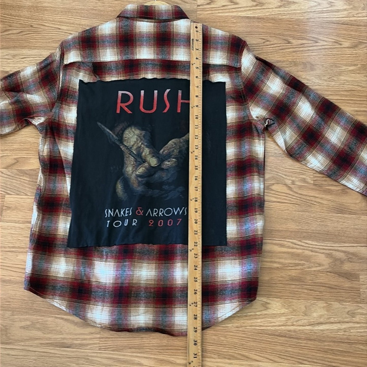 Rush Flannel shirt upcycled one-of-a-kind size medium M men's / unisex