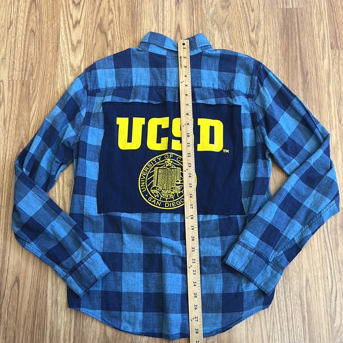 UCSD College Flannel Shirt upcycled one of a kind size Large