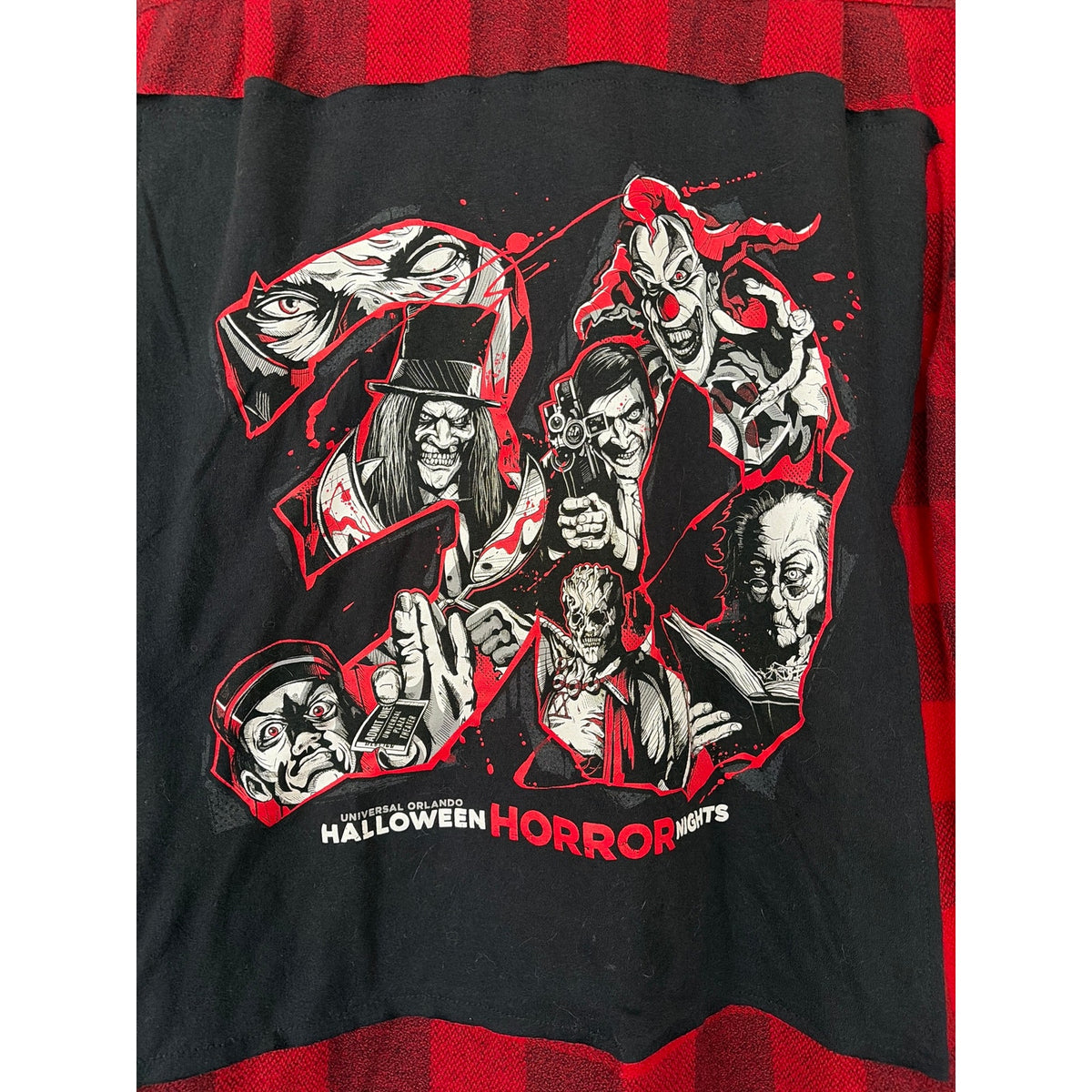 Halloween Horror Nights Upcycled Flannel Shirt Unisex Medium M