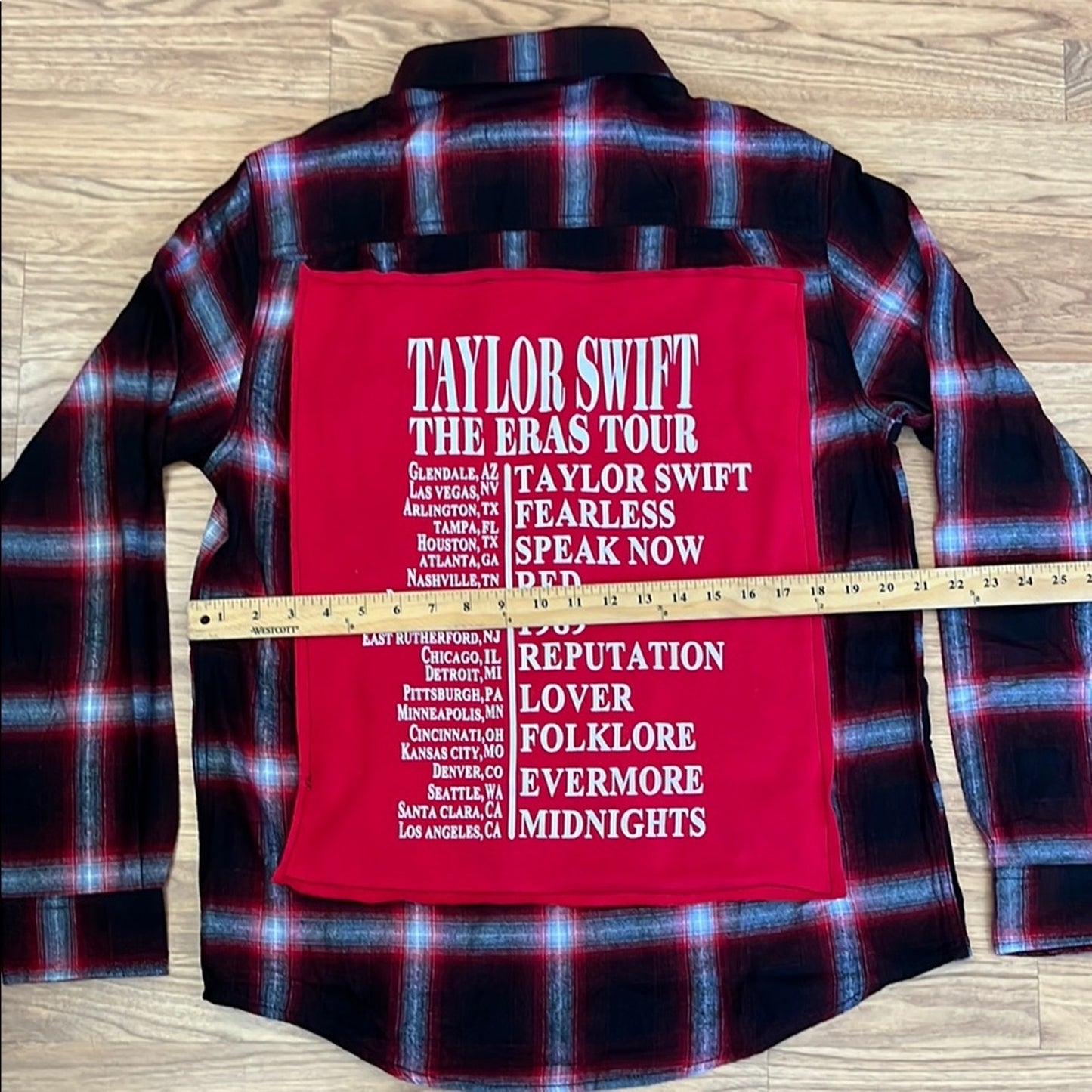 Taylor Swift Eras Tour Upcycled Flannel Shirt unisex Size Medium M