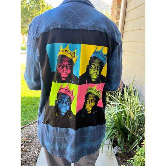 Notorious B.I.G. Flannel Shirt upcycled one of a kind unisex M / L