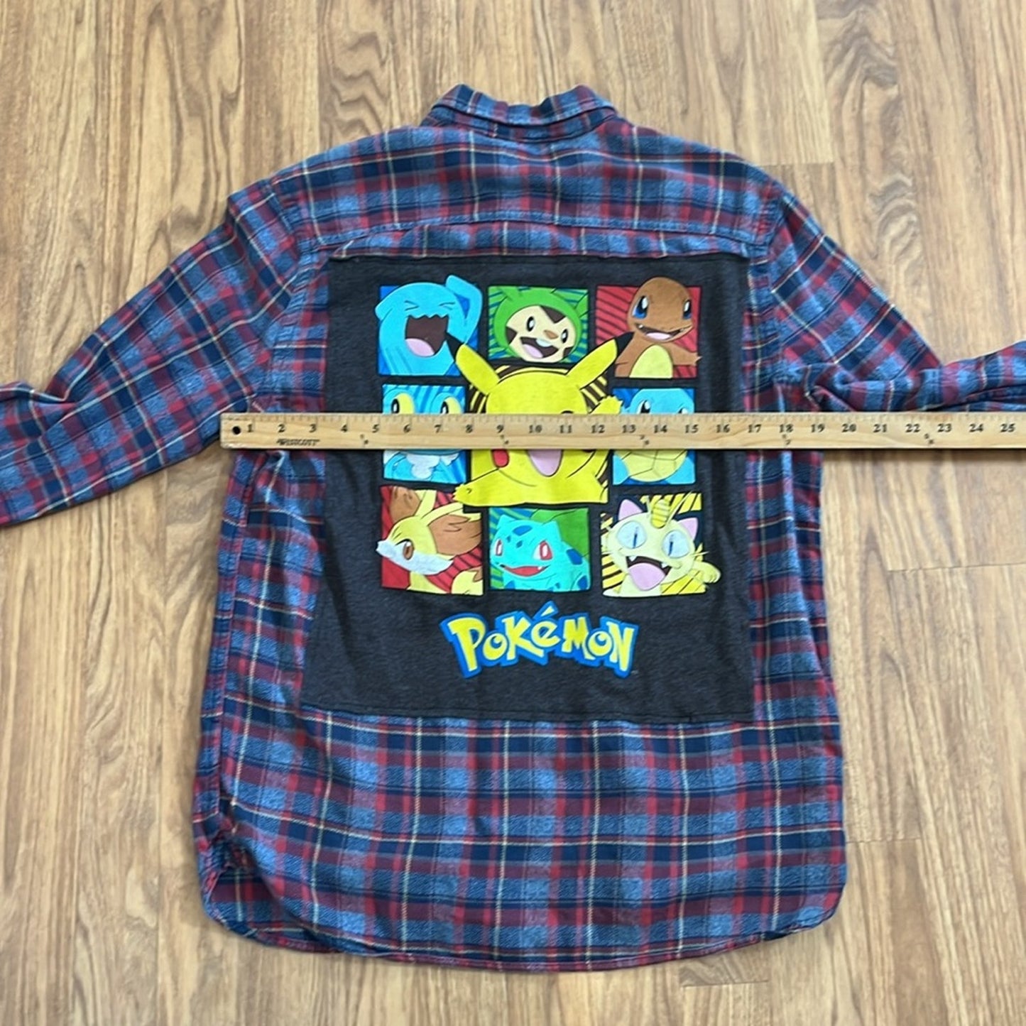 Pokémon Flannel Shirt upcycled unisex size Medium M