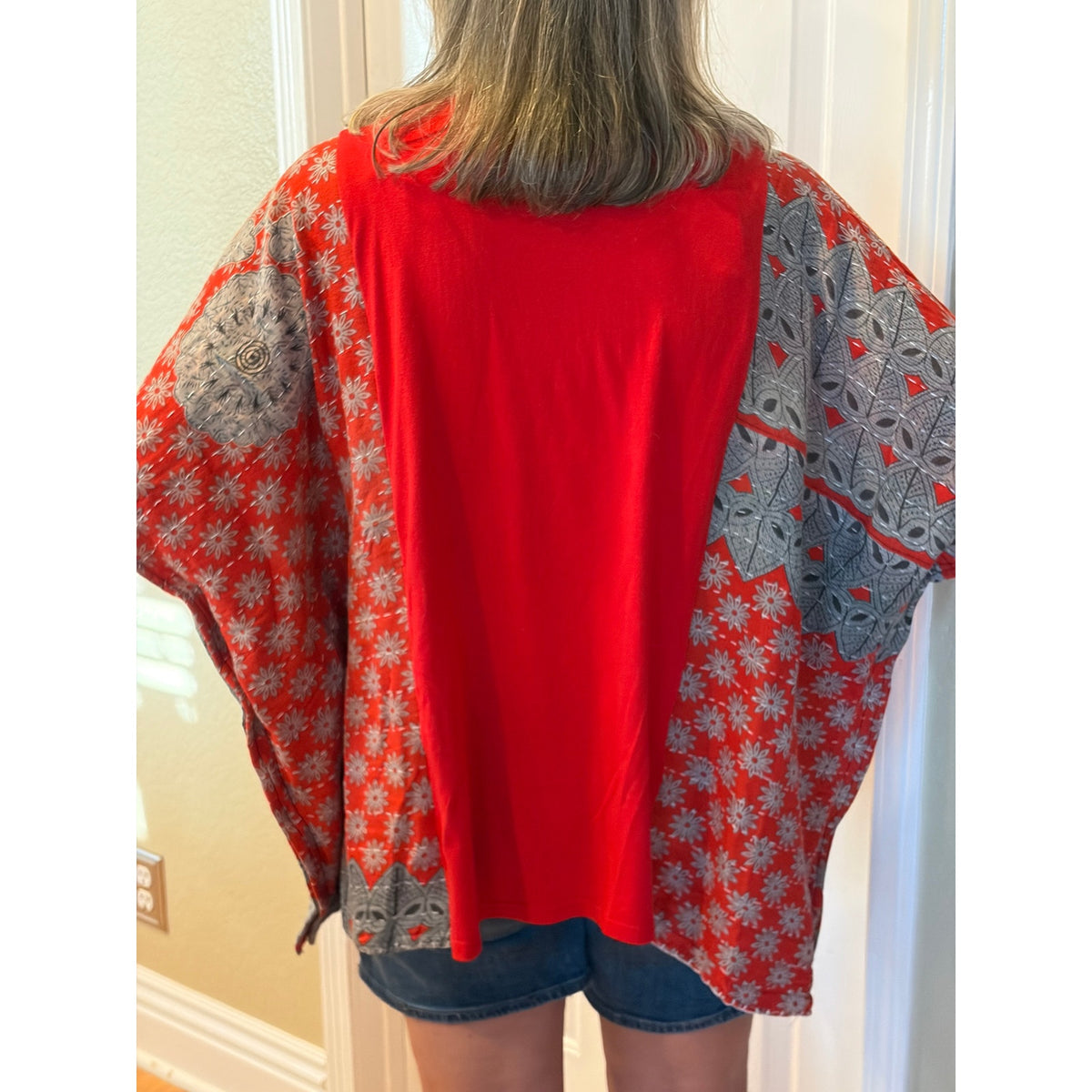 Snoopy Christmas Holiday Upcycled Kantha Tunic Tops Shirt OS Handmade Bohemian