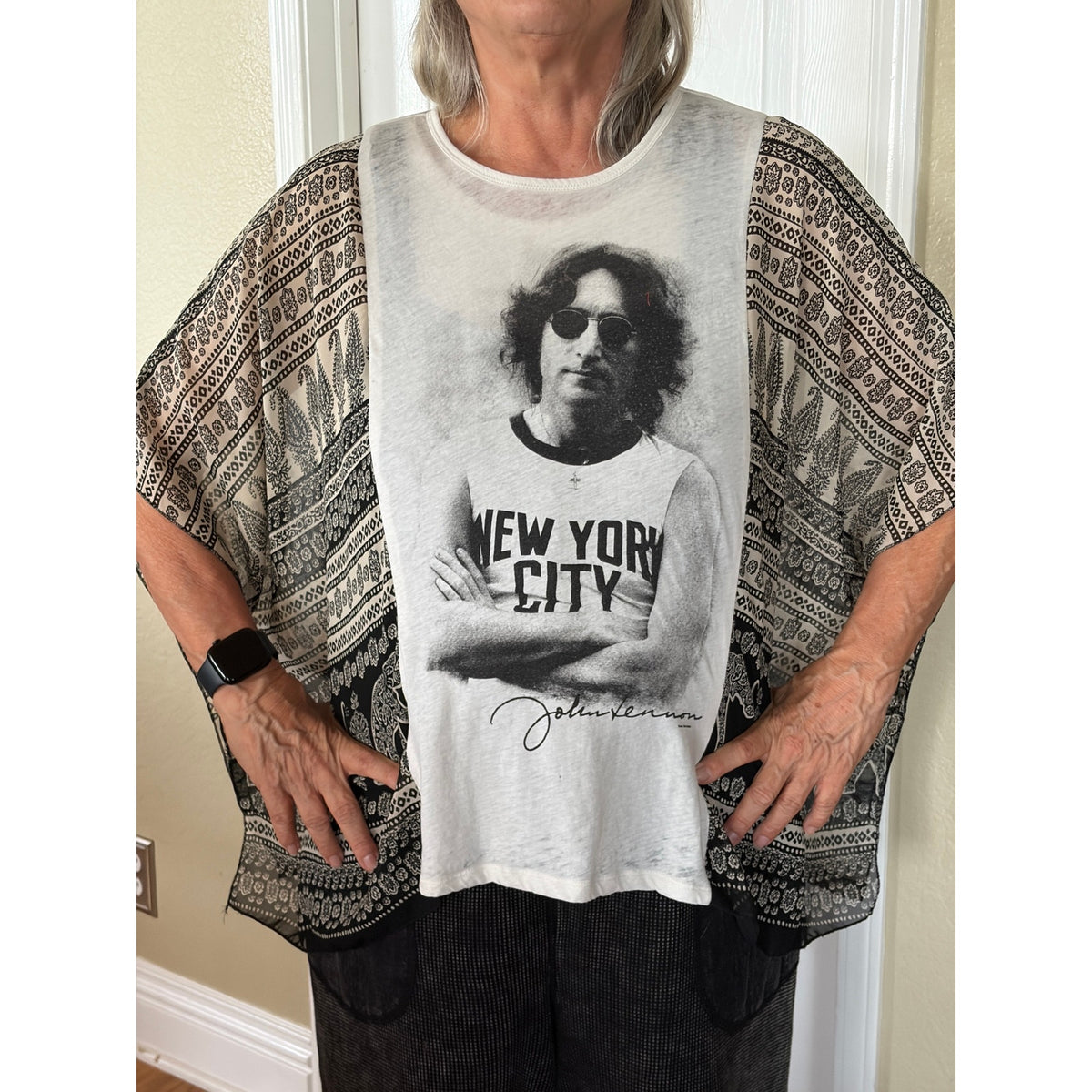 John Lennon Upcycled Tunic Top Shirt OS Boho Handmade