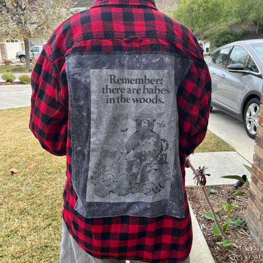 Smokey the Bear Flannel Shirt Upcycled unisex Size XL X-large