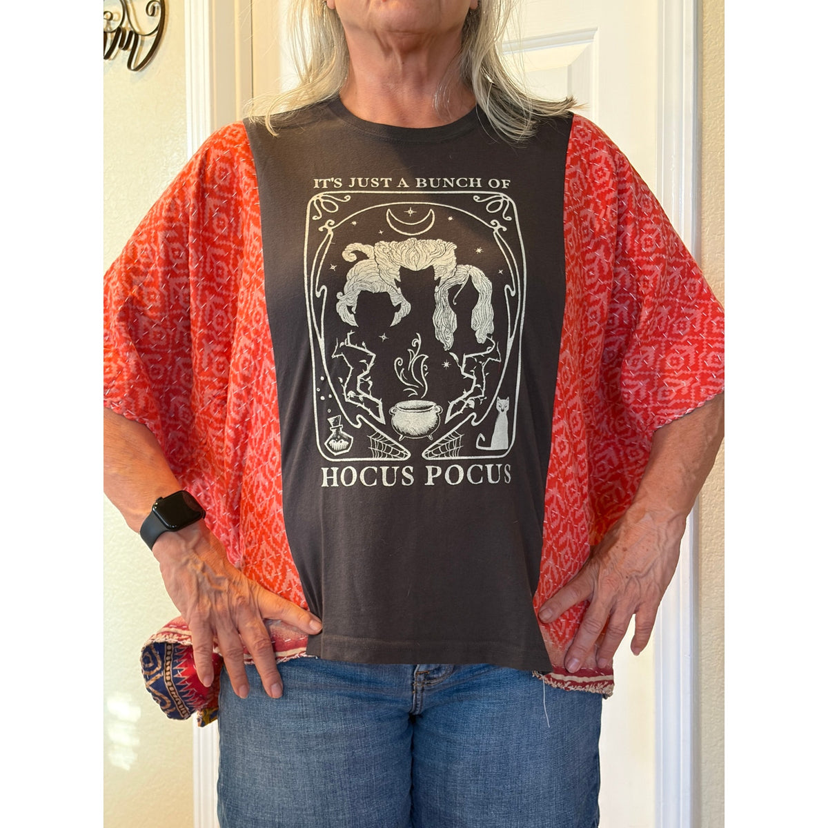 Hocus Pocus Halloween Upcycled Kantha Tumic Tops Shirt OS