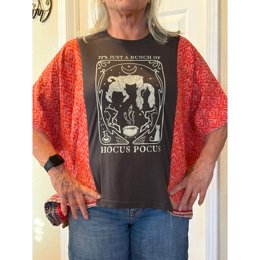 Hocus Pocus Halloween Upcycled Kantha Tumic Tops Shirt OS