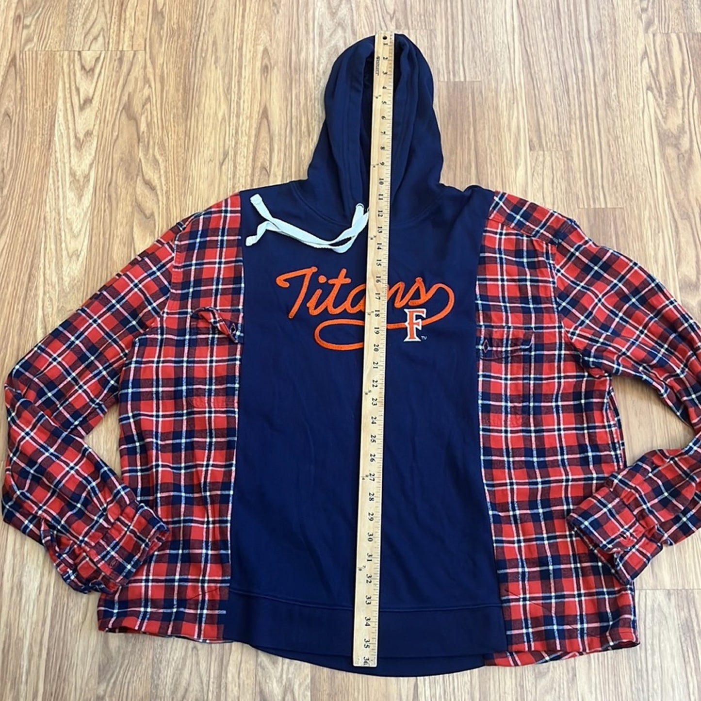 Cal State Fullerton Titans CSUF Flannel Sweatshirt upcycled one of a kind Medium