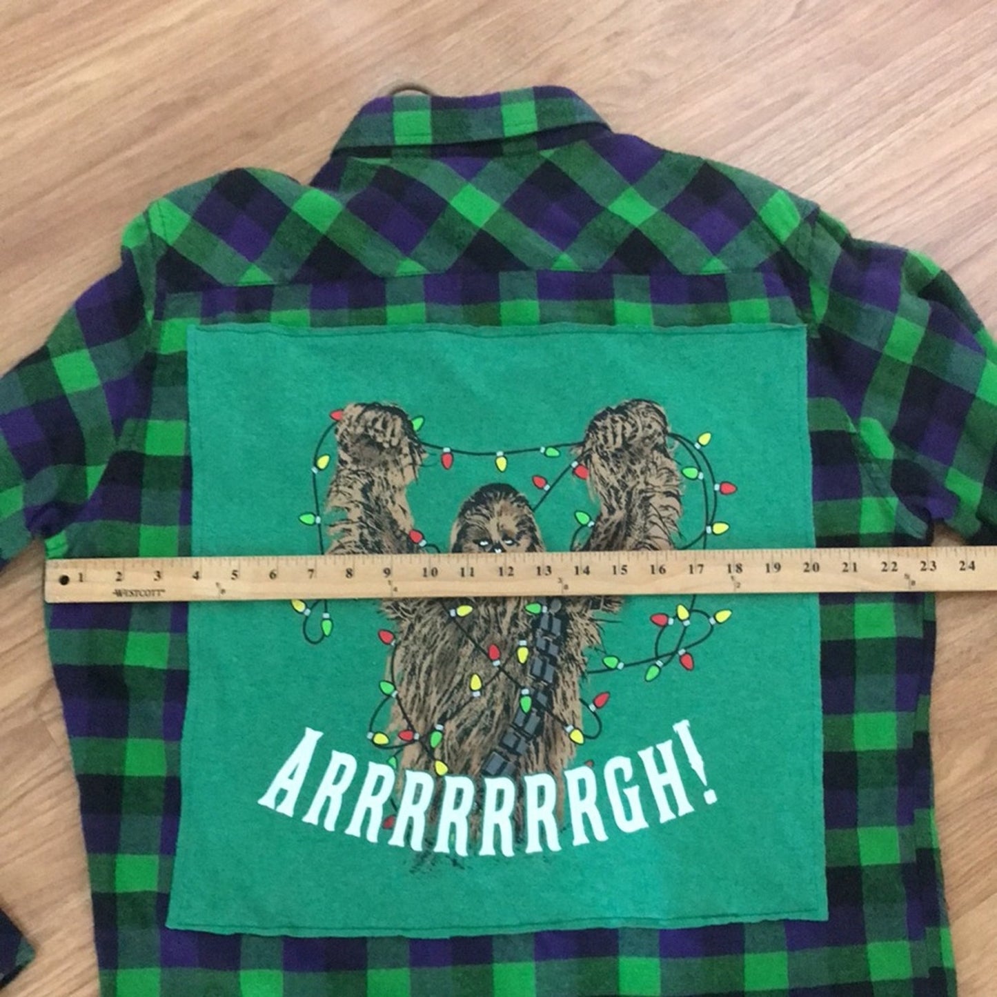 Star Wars Chewbacca Chewy Christmas Upcycled flannel shirt men’s unisex large L