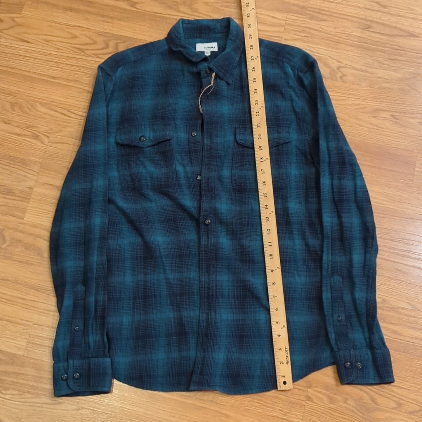 Elf Christmas OMG Santa Upcycled Flannel Shirt men's / unisex Medium M