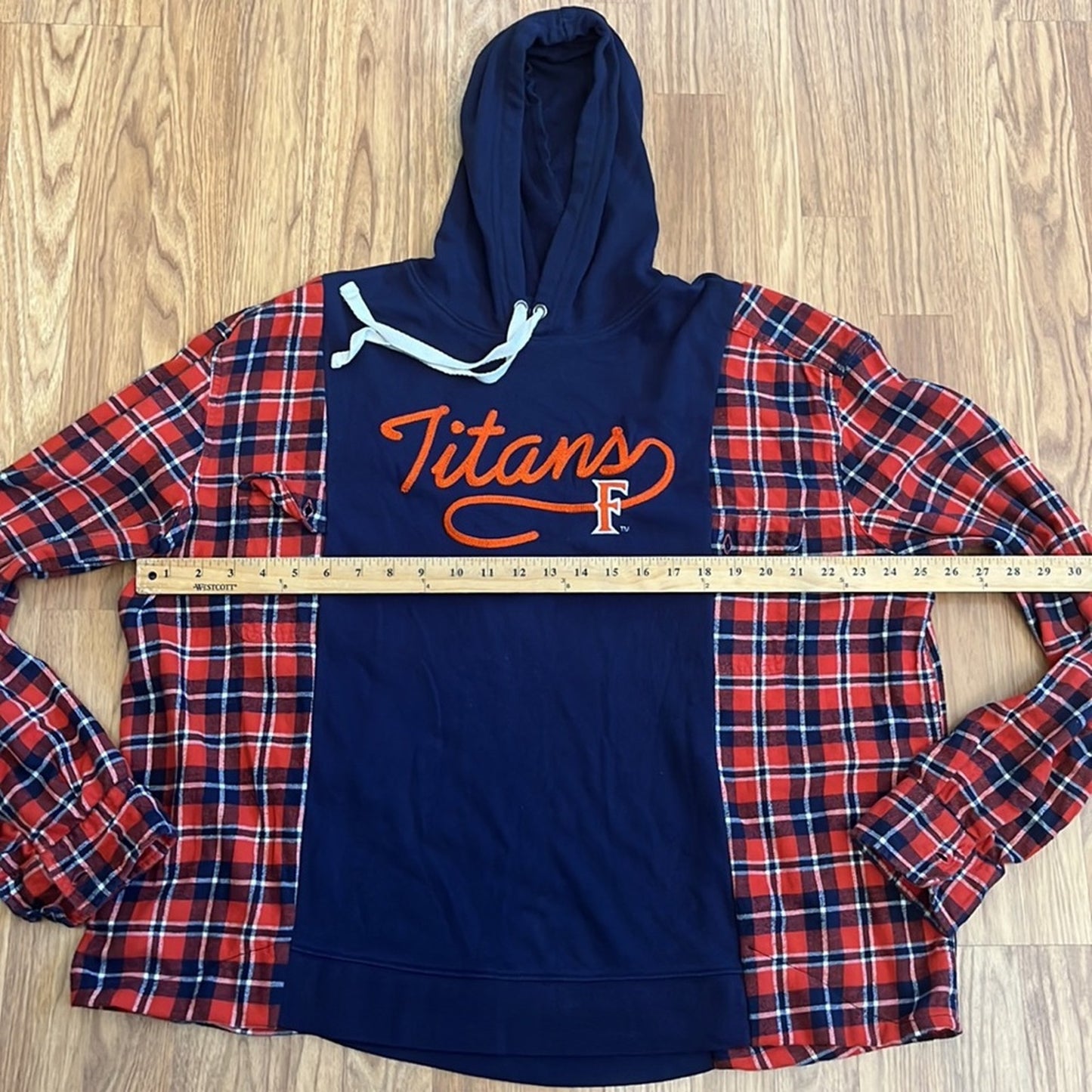 Cal State Fullerton Titans CSUF Flannel Sweatshirt upcycled one of a kind Medium