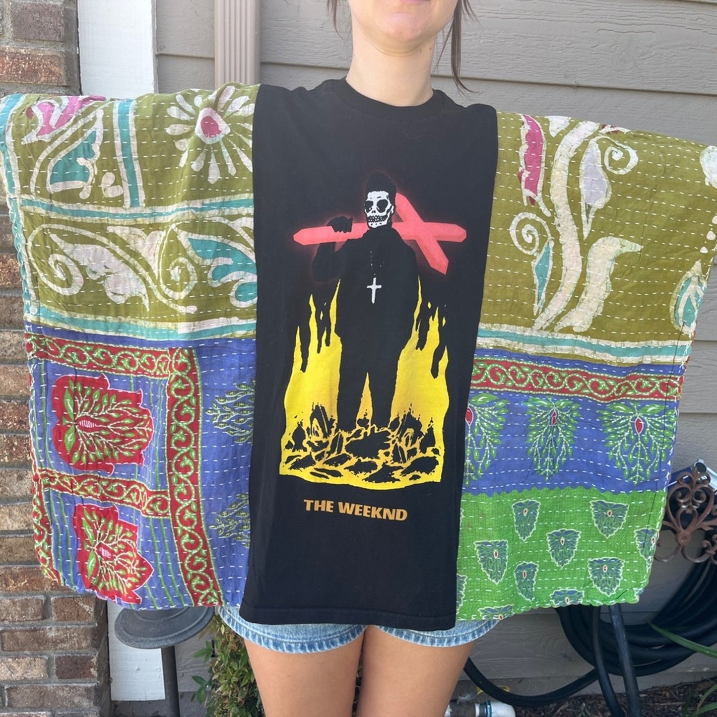 The Weeknd Upcycled Kantha Tunic Top Shirt OS Handmade Boho