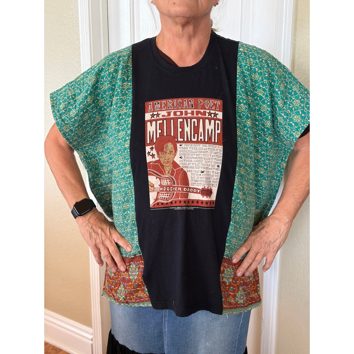 John Mellencamp Upcycled Kantha Tunic Top Shirt OS Handmade Boho