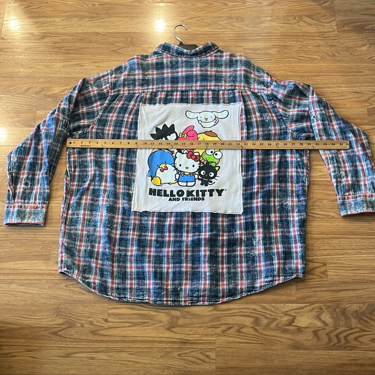 Hello Kitty and Friends Upcycled Flannel Shirt Unisex Size 3XLT
