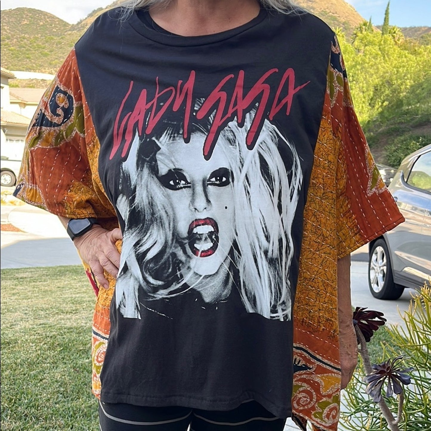 Lady Gaga Upcycled Kantha Tunic Top Shirt OS Handmade Bohemian Hippie