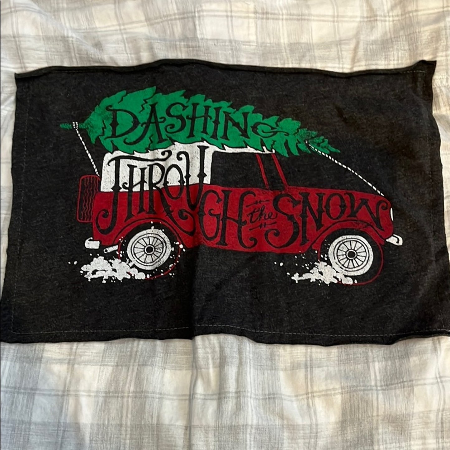 Dashing Through the Snow Christmas Flannel Shirt upcycled lightweight Size XXL