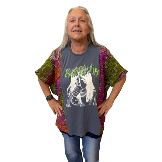 Billy Eilish Upcycled Kantha Tunic Top Shirt OS Handmade Boho