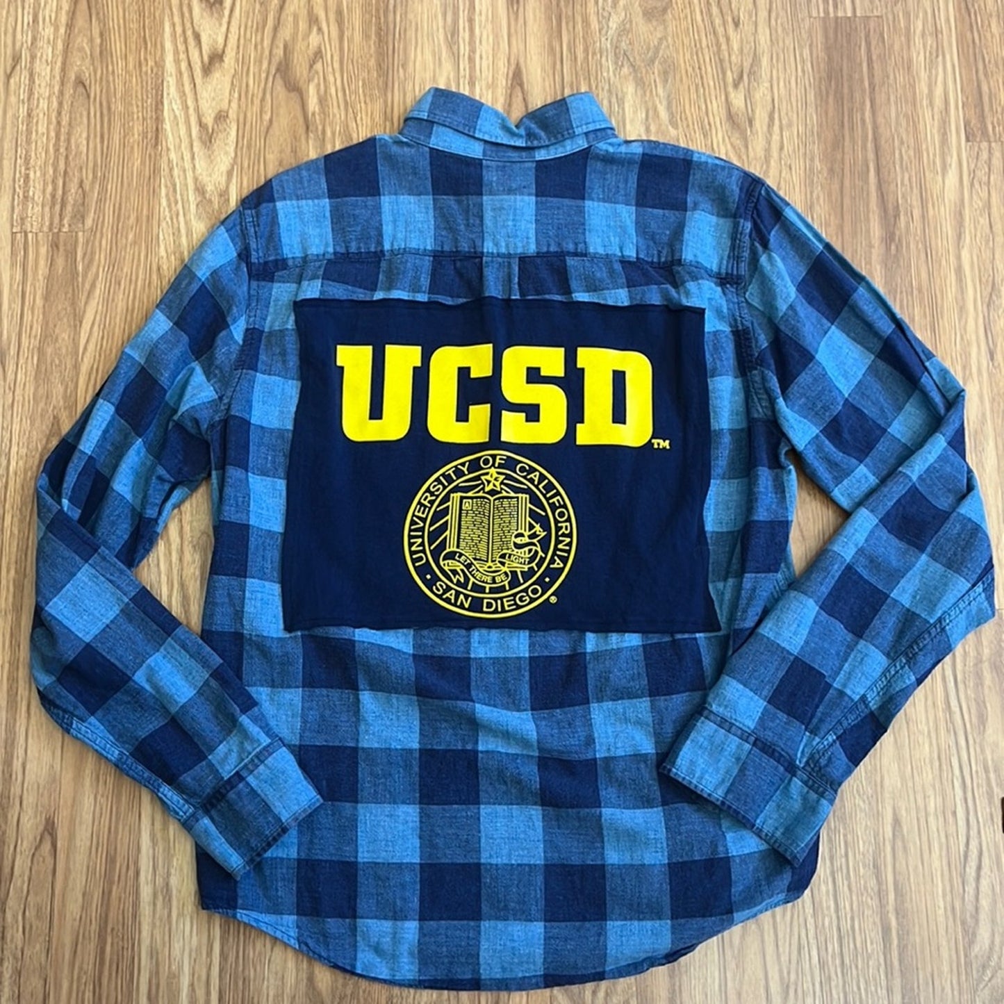 UCSD College Flannel Shirt upcycled one of a kind size Large