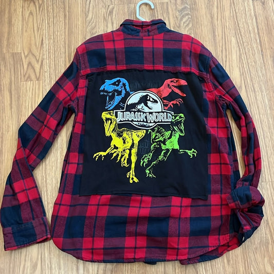 A&F Jurassic World Flannel Shirt upcycled unisex size 15 / 16