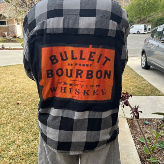 Bulleit Bourbon Wrangler Flannel Jacket upcycled size Medium