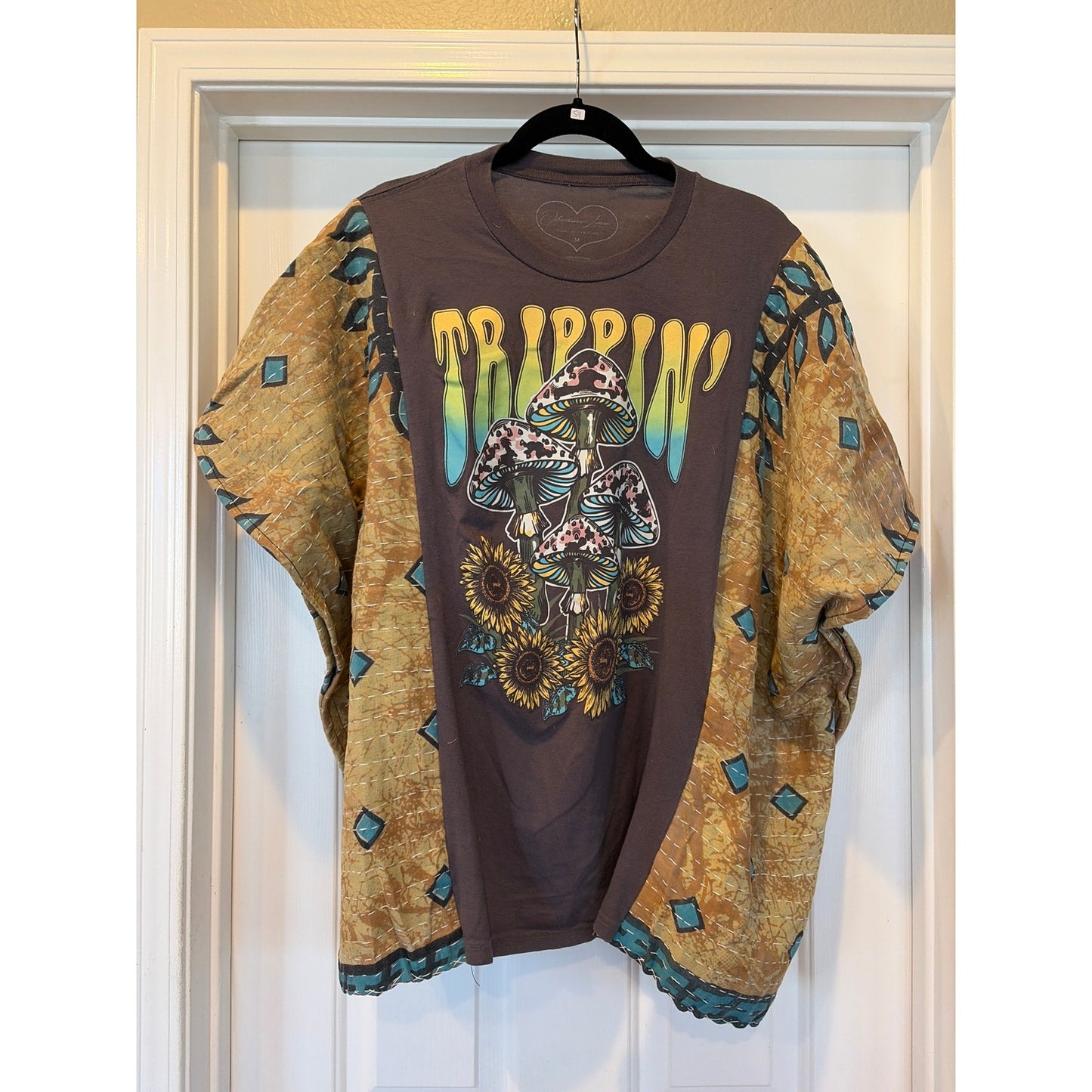 Trippin Upcycled Kantha Tunic Top Shirt OS Handmade Boho
