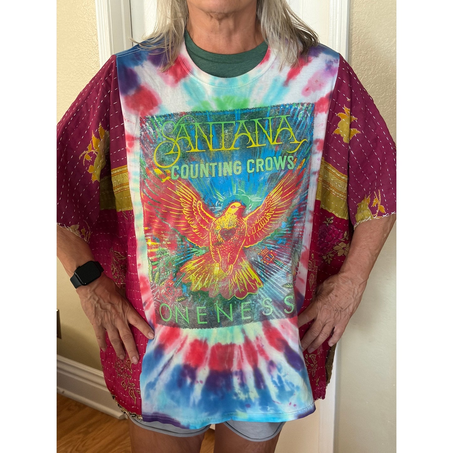 Santana Upcycled Kantha Tunic Top Shirt OS Handmade Boho
