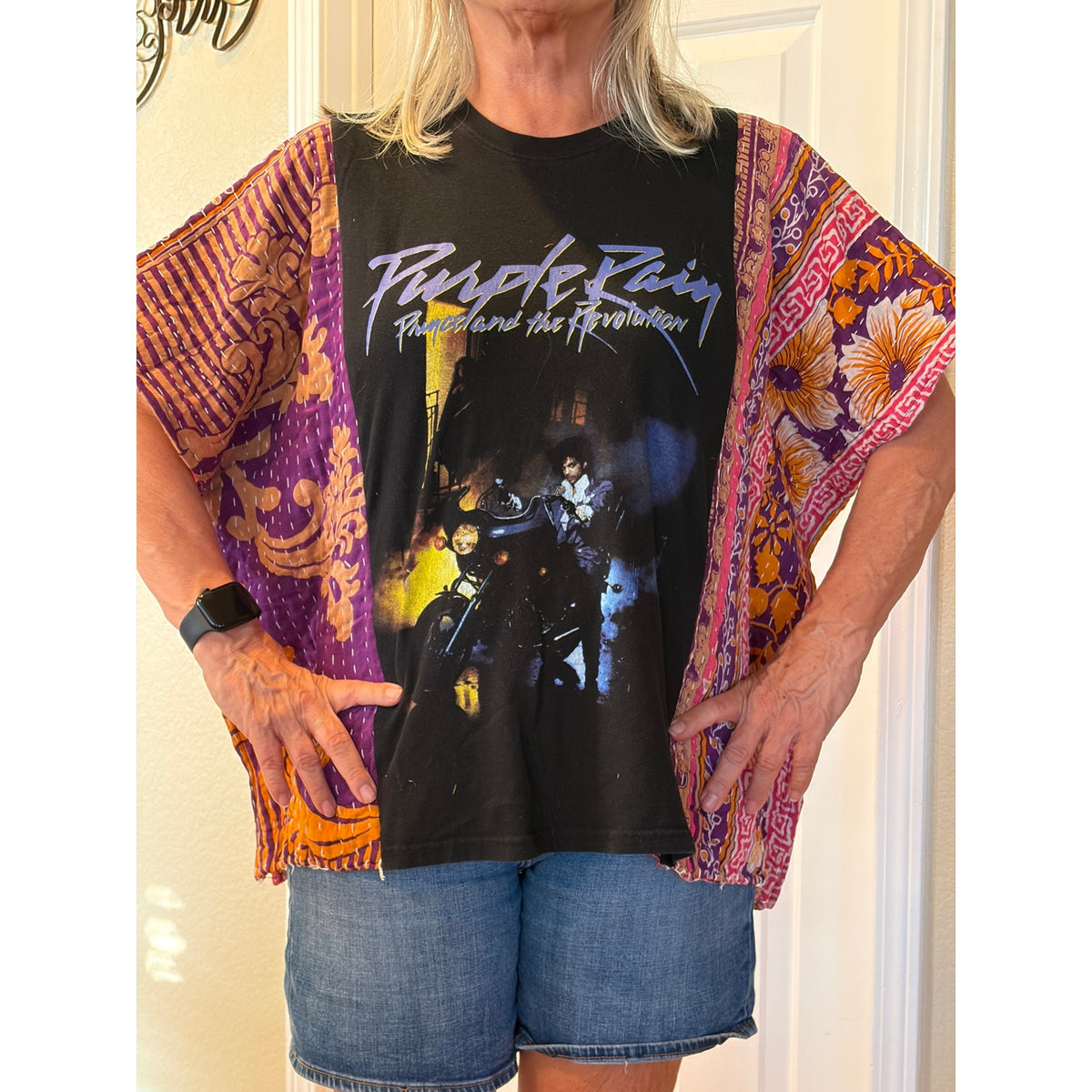 Prince Purple Rain Upcycled Kantha Tunic Top Shirt OS Handmade