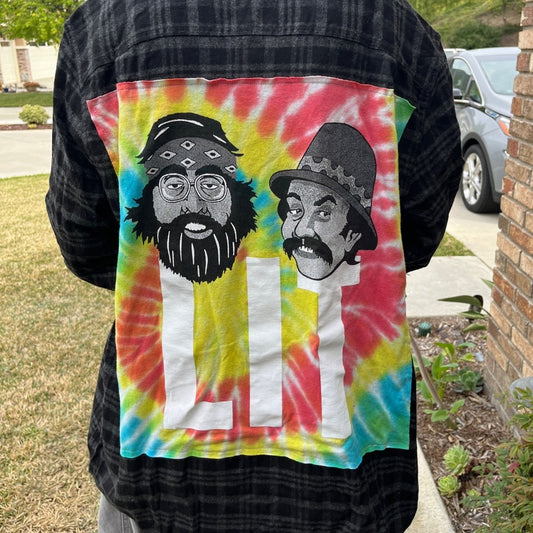 Cheech & Chong Flannel Shirt upcycled unisex Size Large L