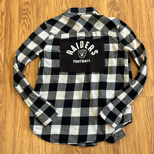 Las Vegas Raiders Football NFT Flannel Shirt Upcycled Size Small S